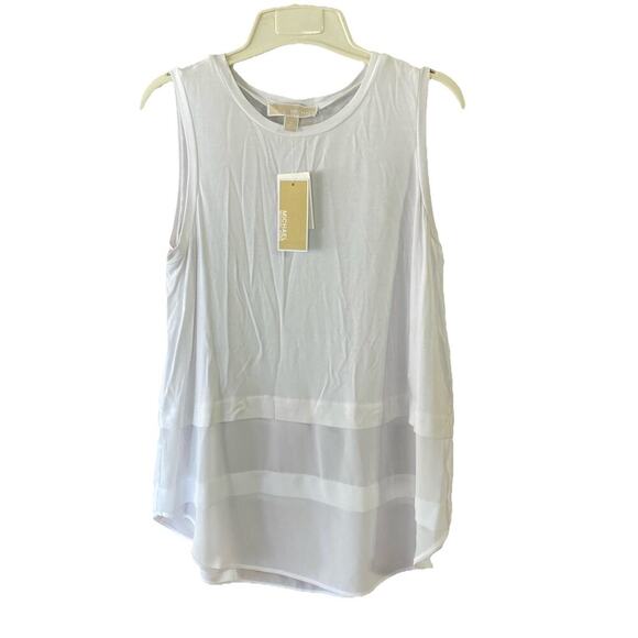 Michael Kors Women's Sleeveless Tank Tops Size M New White Basics 3 Tier Top $79 - Picture 1 of 9